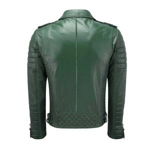 Factory Made Custom Winter Outdoor <b>Waterproof</b> <b>Men's</b> <b>Jackets</b> <b>Green</b> Color <b>Men</b> Mandarin Collar Fashion Leather <b>Jackets</b> - Product Image 2
