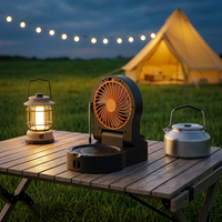 Ventilateur de camping rechargeable 2026 avec lumière FM LED, génération d'énergie manuelle, chargement USB 10000 mAh pour la maison et l'extérieur