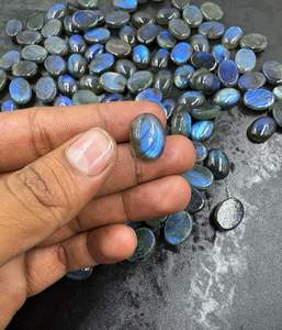 คุณภาพสูง13x18มม. รูปไข่เรียบสีฟ้าฉูดฉาดอัญมณีลาบราดอไรต์ธรรมชาติอัญมณีหลวมสำหรับทำเครื่องประดับขายส่งมาก - Product Image 1