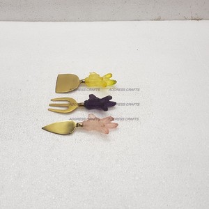 Meilleur prix poignée en résine multicolore ensemble de couverts en acier inoxydable miroir décoration de la maison durable pour la cuisine utilisation de la table - Product Image 3