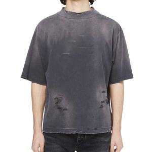 Camiseta de Hombre Estilo Urbano con Logo Personalizado, 100% Algodón Pesado, Oversize, Vintage, Desgastada, Corte Recto, 2026 - Product Image 1