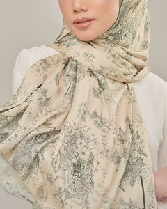 Châles en satin imprimé personnalisé Hijab 2022 Floral mat Satin soie Hijab châle - Product Image 6
