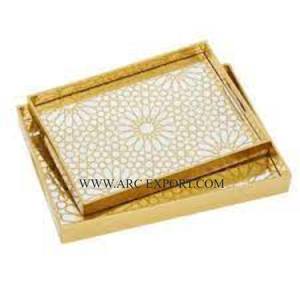 Marvelous Large Size Aluminum <b>Wedding</b> Party Serving Tray Exclusive Quality Gold Plated <b>Chocolate</b> Tray India - Product Image 5