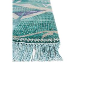 Tapis en laine et soie de bambou noué à la main Manchaha Green, géométrique rectangulaire pour la maison, le couloir, épaisseur 10 mm - Modèle Les-2207, tapis Jaipur - Product Image 4