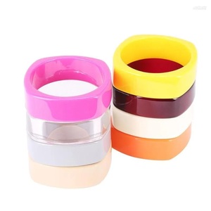 Bracelets en résine acrylique colorés, ensemble de bijoux tendance, forme carrée multicolore, meilleur accessoire de bijouterie unisexe pour femme - Product Image 1