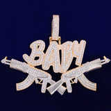Pendentif AK47 plaqué or de qualité professionnelle avec pierres Moissanite, bijoux de luxe Hip Hop pour les grossistes en bijoux - Product Image 3