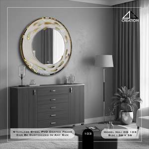 เฟรมสแตนเลสเคลือบ PVD ทันสมัยสำหรับห้องน้ำ ดีไซน์หรูหรา รูปทรงไม่สมมาตร - Product Image 1