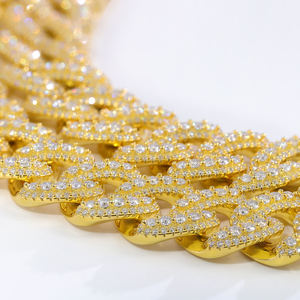 Men's Hip Hop Gold Plated Sterling Silver <b>Iced</b> <b>Out</b> Lab Grown Diamond Cuban Link <b>Chain</b> Necklace - Product Image 2