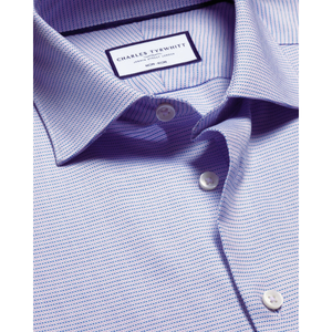 Chemise en sergé lilas 100% coton pour hommes col montant conception semi-coupée sans plis Texture extensible sans fer pour la saison de printemps - Product Image 2