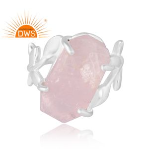 Latest Selling 925 Sterling Silver Natural <b>Rose</b> <b>Quartz</b> Gemstone <b>Ring</b> Custom Jewelry Manufacturer - Product Image 3