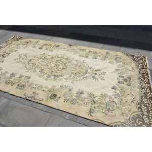 Clásico Beige marrón 4,9X9,8 pies hecho a mano de piel de lana alfombra turca Patchwork para sala de estar pasillo de noche forma Rectangular látex - Product Image 2