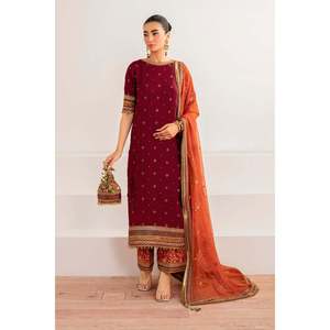 Haut en mousseline brodé à manches trois-quarts UF-698 - Product Image 1