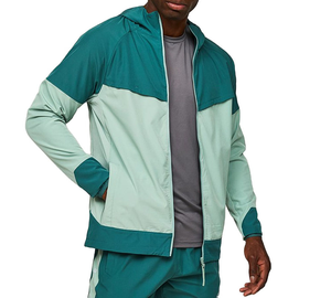 Veste de plein air bicolore pour homme coupe-vent à capuche avec fermeture éclair complète vêtements de sport légers haut de sport - Product Image 6
