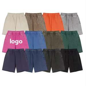 Fashion Plain Logo Thick Drawstring Unisex Women Terry Cotton Summer Sweat Manufacturer <b>Men</b> Streetwear Acid Wash Custom <b>Shorts</b> - Product Image 2