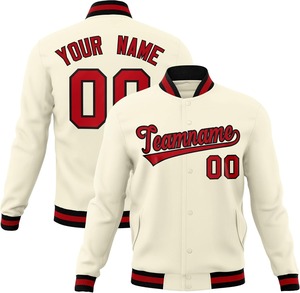 Veste universitaire personnalisée OEM pour les équipes collégiales, manches de couleur contrastée avec logo appliqué brodé pour la saison printanière - Product Image 5