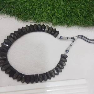 Collar de babero de obsidiana negra natural de alta calidad, collar de Cleopatra, collar egipcio de Cleopatra, joyería de playa elegante - Product Image 2