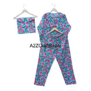 Conjunto de Pijamas de Algodón para Mujer, Ropa de Dormir Informal, Cuello Redondo, Manga Larga, Transpirable, para Verano - Product Image 5