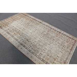 Turkish 4.8x8.1 ft <b>Wool</b> Rug Vintage Patchwork Area Rug with Latex Backing Eco-Friendly <b>Brown</b> Ombr Rug - Product Image 3