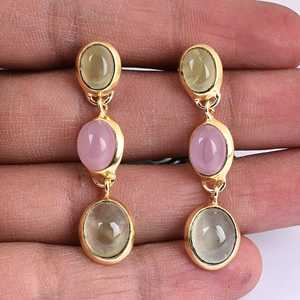 Pendiente de plata esterlina 925, colección de pendientes de piedra múltiple natural - Product Image 4