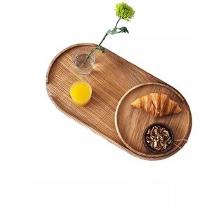 Nouveau look plateau de service en bois plateau de petit déjeuner en bois de manguier forme ronde plat de haute qualité pour la maison hôtel cuisine utilisation - Product Image 4