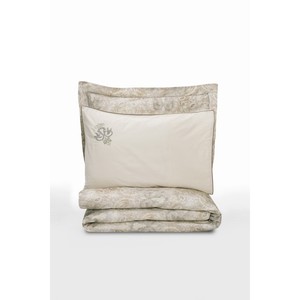 Ensemble de housse de couette double en satin de coton Elite Beatrix Beige avec motif floral, ensemble de 4 pièces pour usage domestique - Product Image 3