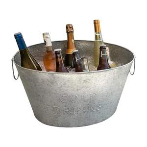 Cubo de hielo para bebidas, bañera enfriadora, resistente, redondo, de hierro galvanizado, plateado, respetuoso con el medio ambiente, uso sostenible para fiestas - Product Image 6