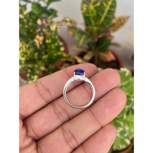 Bague en argent 925 avec lapis-lazuli naturel, plaqué or rose/rhodium/18 carats, en titane, incrustation, cadeau privé sous licence - Product Image 4