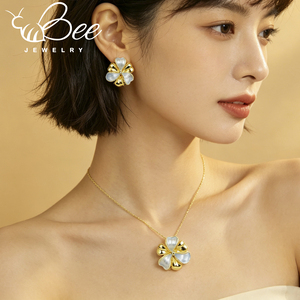 Conjunto de collar y aretes florales chapados en oro de 14k de alta calidad, exquisitos conjuntos de joyería africanos para mujer. - Product Image 6