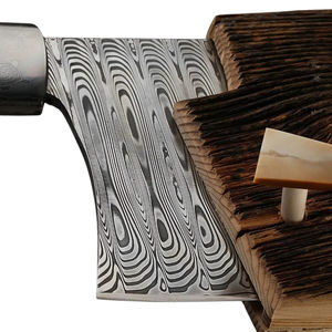 Cuchillo de Cocina Burraq, Hecho a Mano con Acero de Damasco, Multifuncional, Diseño de Gota de Lluvia, con Funda de Cuero, para Uso en la Cocina - Product Image 2