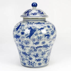 Más vendidos diseño atractivo azul y blanco forma redonda hogar decorativo jengibre tarro nuevo elegante Hogar y utensilios de cocina - Product Image 1