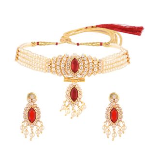 เครื่องประดับอินเดีย setcz ลูกบาศก์ Zirconia faux มุกหลายชั้นลูกปัด Choker สร้อยคอต่างหูชุดเครื่องประดับ - Product Image 1