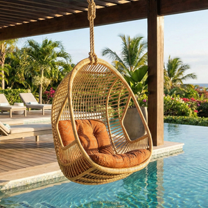 Rattan <b>Egg</b> <b>Chair</b>-Eco-Friendly Lightweight <b>Outdoor</b> Dining Minimalist Design Durable Comfortable for Farmhouse Living Room - Product Image 4