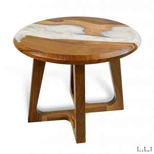 Table basse en bois de rivière en résine époxy unique, best-seller, support en métal, fabrication artisanale, design moderne écologique pour le salon, Diwali - Product Image 3