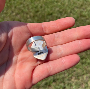 Anillo Ajustable de Plata de Ley con Dos Piedras de Turquesa Kingman en Corte Ovalado y Engaste de Bisel, Hecho a Mano, Estilo Sureño, para Bodas y Fiestas - Product Image 2