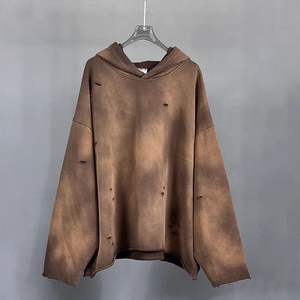 Haute qualité unisexe personnalisé mode américaine en détresse sweats à capuche pull en polaire lourd pour hommes avec motif 3D et capuche - Product Image 6