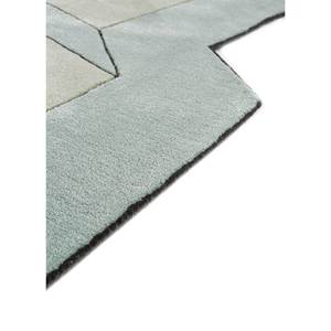 Alfombra Artesanal de Lana y Viscosa con Diseño Geométrico Azul, Rectangular de 9x12, con Rayas, para Sala de Estar, Pasillo, 10 mm - Product Image 4