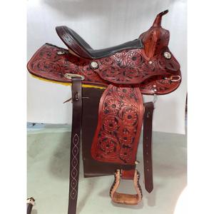 Selle de cheval en cuir pur naturel couleur naturelle célèbre selle de cheval de qualité personnalisée marron pur fabriquée en inde - Product Image 2