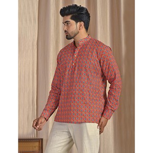 เสื้อคุर्ตาผ้าฝ้ายพิมพ์ลายลำลองสำหรับผู้ชาย แขนยาว ผ้าป๊อปลิน ระบายอากาศได้ดี ลายดอกไม้ - Product Image 5