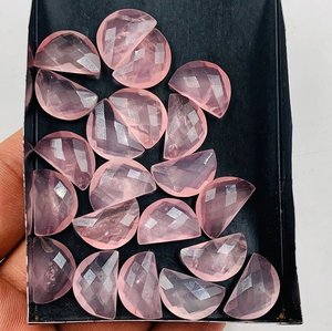 Cuentas facetadas sueltas de piedras preciosas semicirculares en forma de D de cuarzo rosa natural para joyería, collar, pulsera, pendientes DIY - Product Image 6