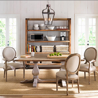 Ensemble de table à manger traditionnelle en bois d'acajou pour appartements, villas, style bois massif