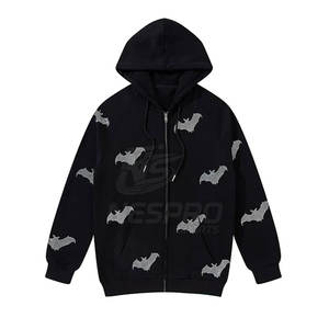 Sweat-shirts à capuche personnalisés avec fermeture éclair et strass, en molleton d'hiver, mélange de coton, vêtements de sport pour hommes, jogging, séchage rapide, écologique, Pakistan - Product Image 1