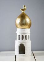 Porte-bougie chauffe-plat moderne en fer forgé, inspiré des mosquées, écologique, sans flamme, résistant à la chaleur et imperméable, design blanc crème