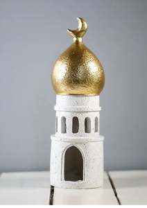 Mosque-Inspired Iron Handmade Eco-Friendly Flameless Heat Resistant Waterproof <b>Tea</b> Light <b>Holder</b> Modern Design White Cream - Product Image 2