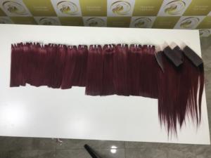 Paquetes de cabello virgen Bonestraight de grado superior, precio al por mayor de alta calidad, cabello humano de tendencia de Color Burdeos súper doble dibujado - Product Image 5