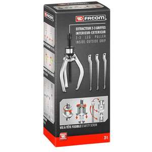 Facom 2/3 Handle Inside/Outside <b>Puller</b> 7-140mm Gear <b>Puller</b> - Product Image 2