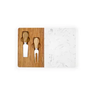 Vighizzolo Utensili Personalizzati per Formaggio, Tagliere in Acacia e Marmo, Gadget da Cucina - Product Image 4