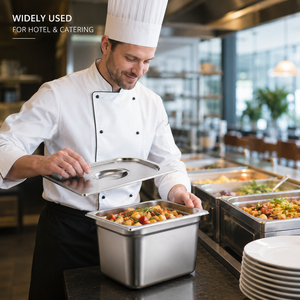 Set di Vassoi per Buffet Stile Europeo in Acciaio Inox, Contenitori Geostronome Multi-Misura <span class=keywords><strong>GN</strong></span> <span class=keywords><strong>1</strong></span>/6 200 mm per Ristoranti - Product Image 6