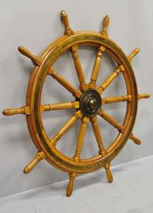 Volant de bateau décoratif en bois |   Finition artisanale de haute qualité |   Vente en gros directe d'usine - Product Image 2