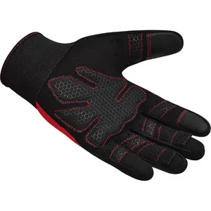 Venta al por mayor personalizado de calidad superior RDX deportes de nailon Unisex rojo dedo completo guantes de fitness para entrenamiento de levantamiento de pesas - Product Image 4