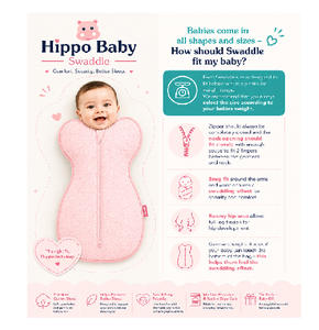 Snug Hippo Baby Swaddle Pink <b>Comfortable</b> Newborn Sleep Sack Ergonomic Arms Up Design Premium Soft Cotton - Product Image 4